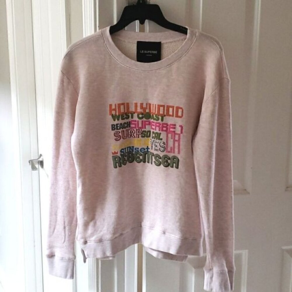 Le Superbe Bay Street California Hollywood Bedazzled Sweatshirt NWT Size Small